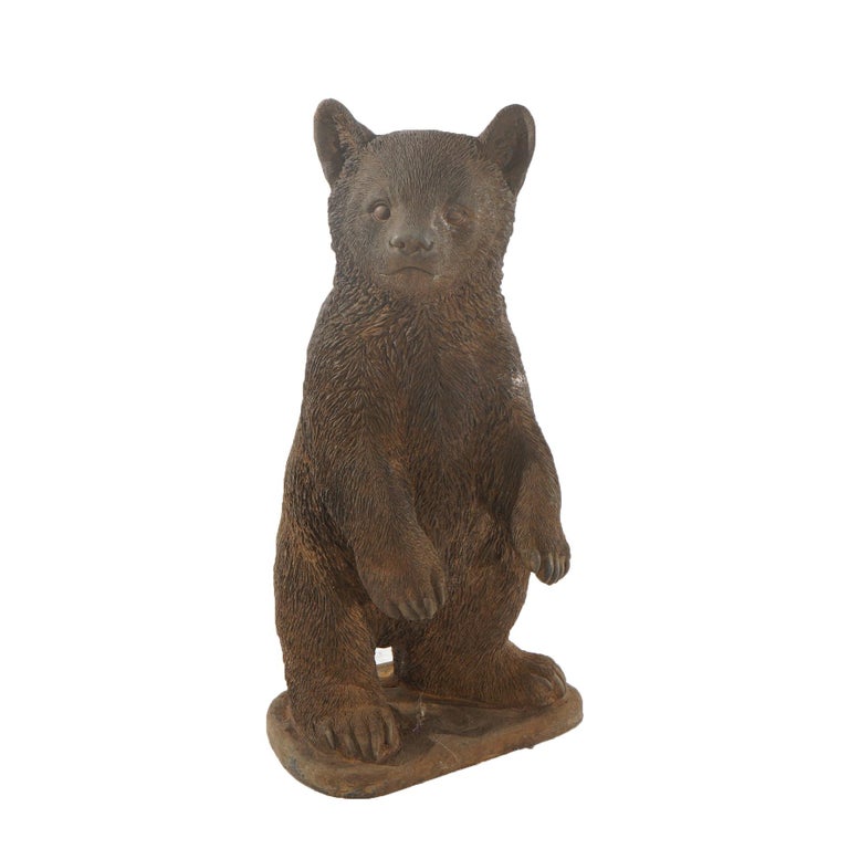 Bronze Finished Cast Hardstone Standing Black Bear Cub 20thC