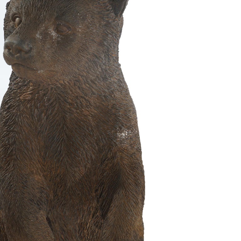 Bronze Finished Cast Hardstone Standing Black Bear Cub 20thC