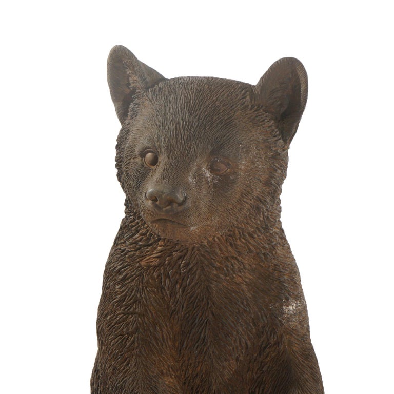 Bronze Finished Cast Hardstone Standing Black Bear Cub 20thC