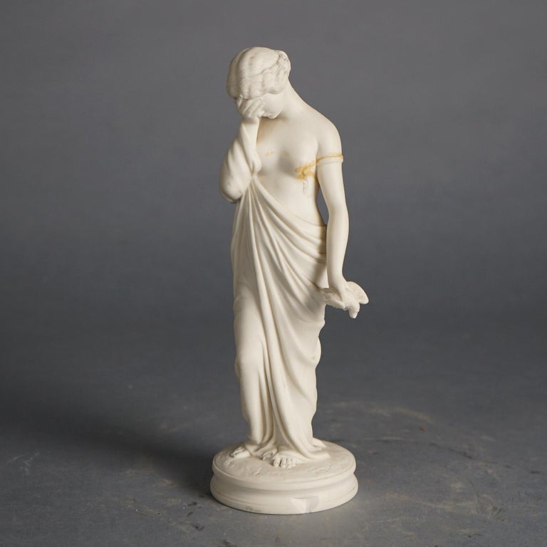 Antique Neoclassical Porcelain Figure of a Classical Woman in Mourning C1850
