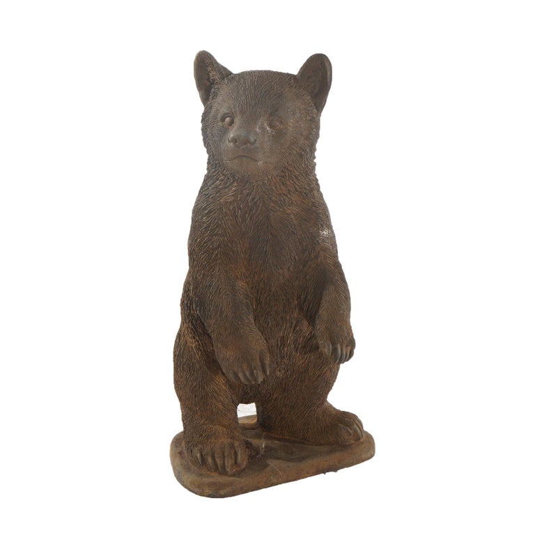 Bronze Finished Cast Hardstone Standing Black Bear Cub 20thC