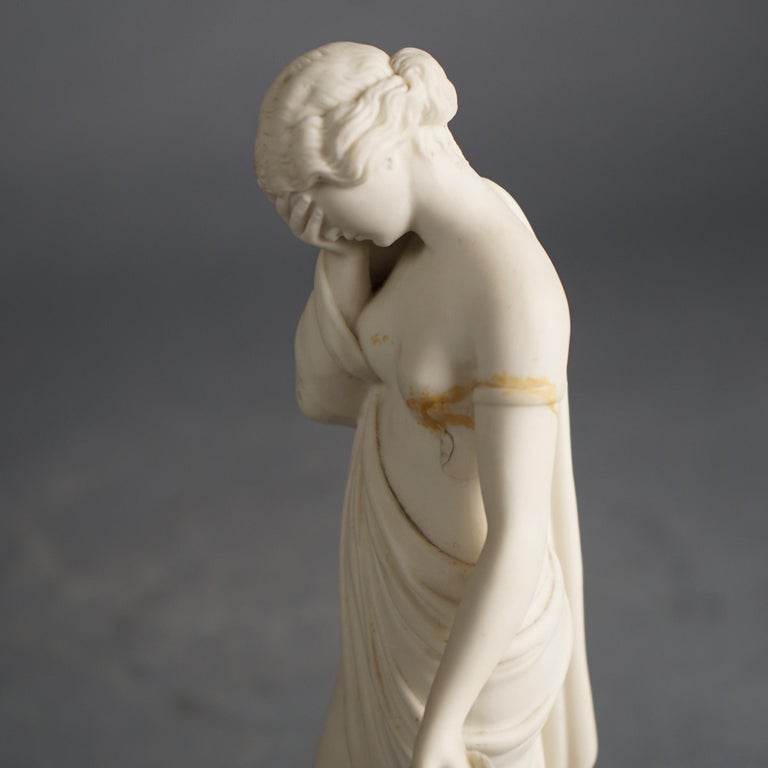Antique Neoclassical Porcelain Figure of a Classical Woman in Mourning C1850