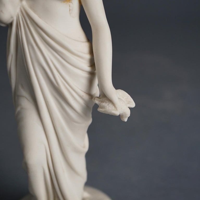 Antique Neoclassical Porcelain Figure of a Classical Woman in Mourning C1850