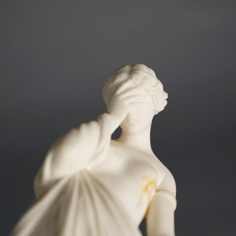 Antique Neoclassical Porcelain Figure of a Classical Woman in Mourning C1850