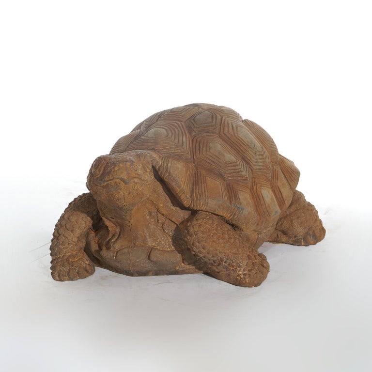 Bronze Finished Cast Hardstone Garden Tortoise 20thC