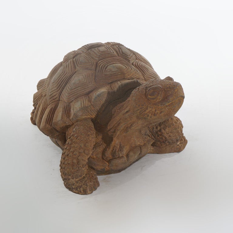 Bronze Finished Cast Hardstone Garden Tortoise 20thC
