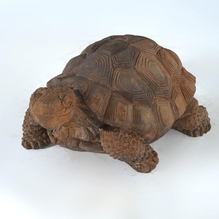 Bronze Finished Cast Hardstone Garden Tortoise 20thC