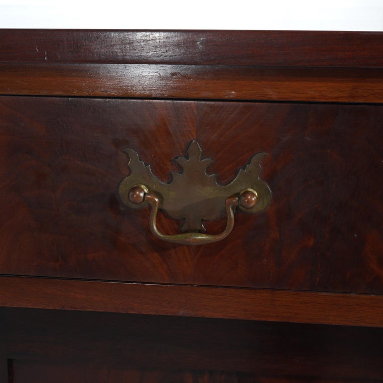 Antique Neoclassical American Empire Foliate Carved Flame Mahogany Stand c1900