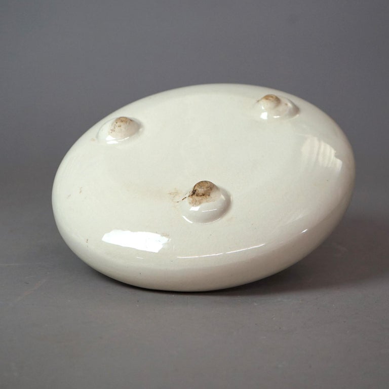 Antique Chinese Pottery Glazed & Footed Low Bowl Circa 1920