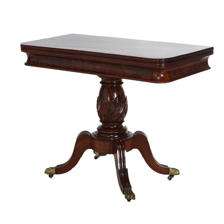 Antique Duncan Phyfe Carved Mahogany Card Table C1830’s