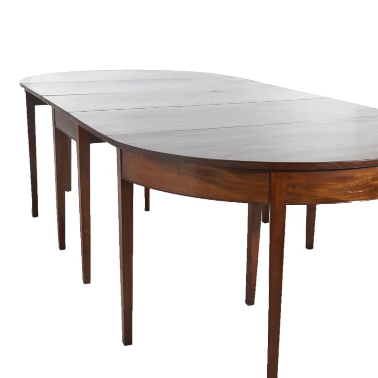 Antique Hepplewhite Three Section Mahogany Banquet Table c1830