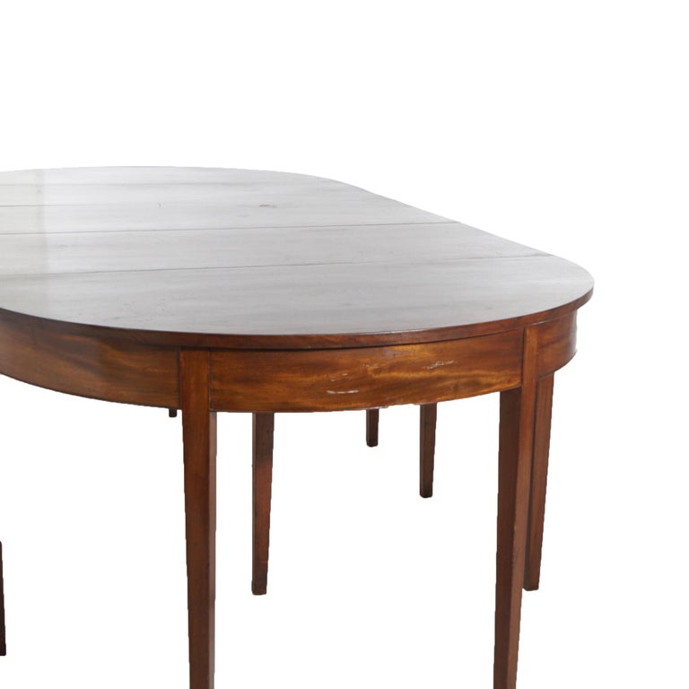 Antique Hepplewhite Three Section Mahogany Banquet Table c1830