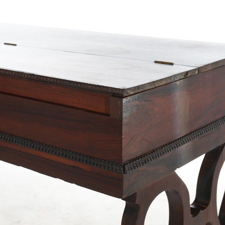Antique Victorian Melodeon Rosewood Desk with Scroll Form Legs C1860