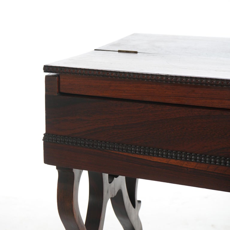 Antique Victorian Melodeon Rosewood Desk with Scroll Form Legs C1860