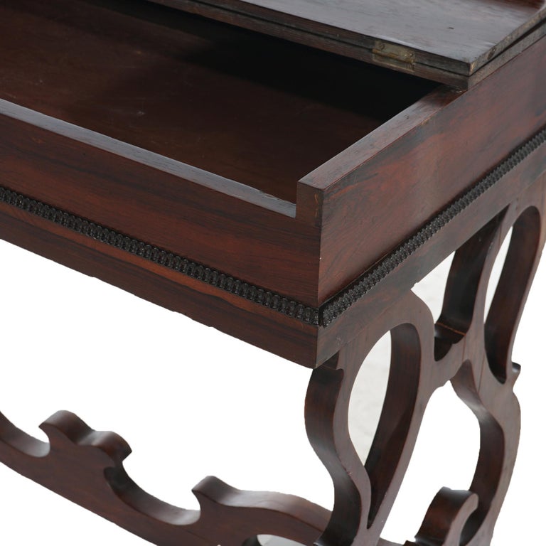 Antique Victorian Melodeon Rosewood Desk with Scroll Form Legs C1860