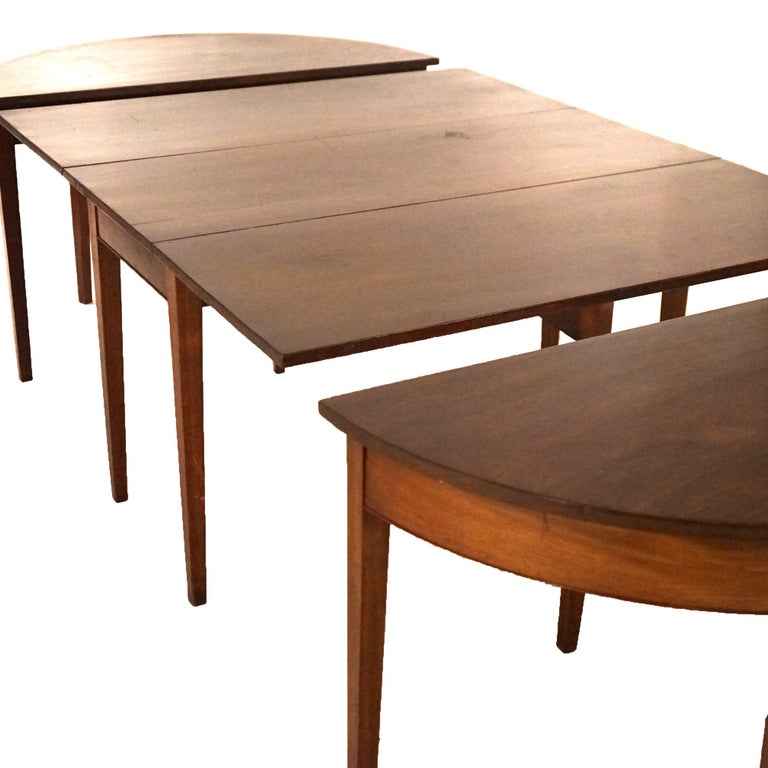 Antique Hepplewhite Three Section Mahogany Banquet Table c1830