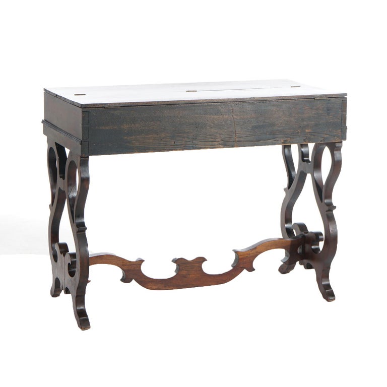 Antique Victorian Melodeon Rosewood Desk with Scroll Form Legs C1860