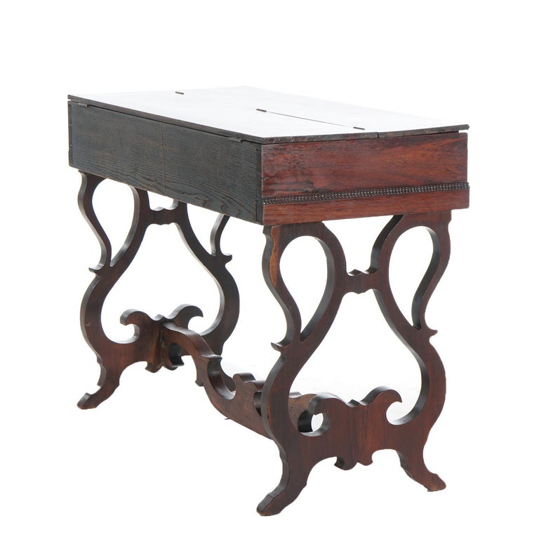Antique Victorian Melodeon Rosewood Desk with Scroll Form Legs C1860