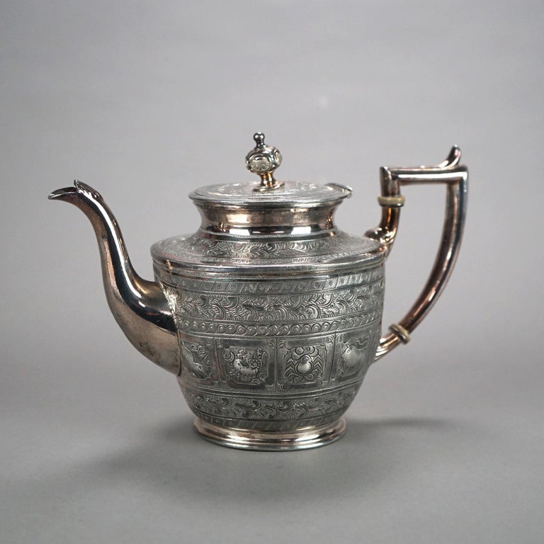 Antique Silver Plated Figural Teapot C1890