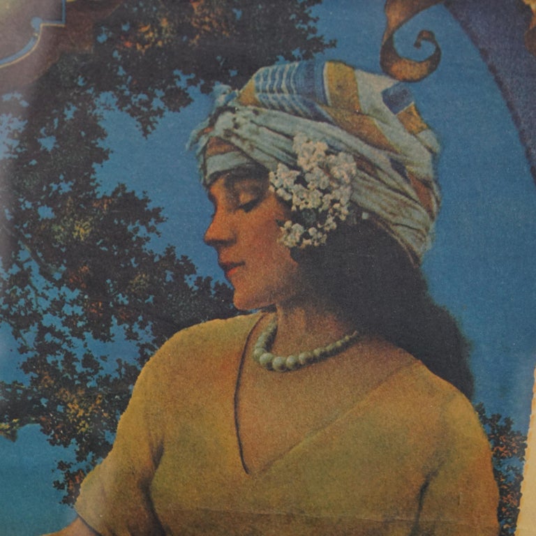 Large Antique Maxfield Parrish Art Deco Print "Lamp Seller of Baghdad" c 1920