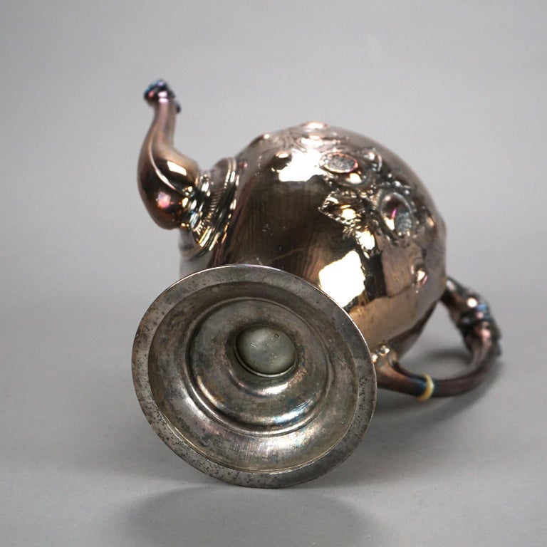 Antique Silver Plated Teapot with Foliate Engraving C1890