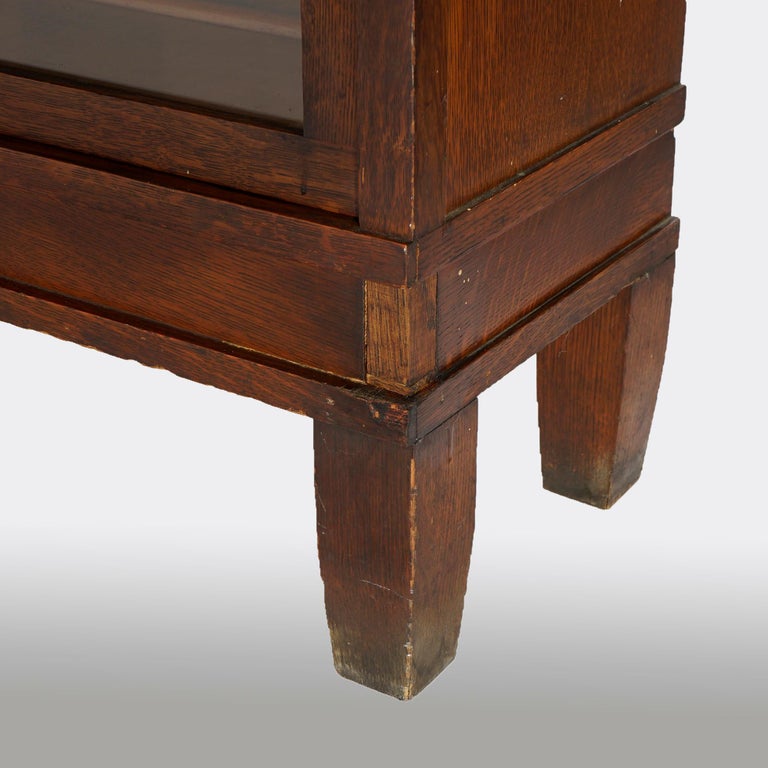 Antique Arts & Crafts Globe Wernicke Stack Oak Barrister Bookcase, C1910