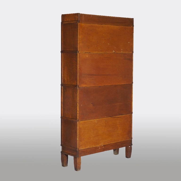 Antique Arts & Crafts Globe Wernicke Stack Oak Barrister Bookcase, C1910