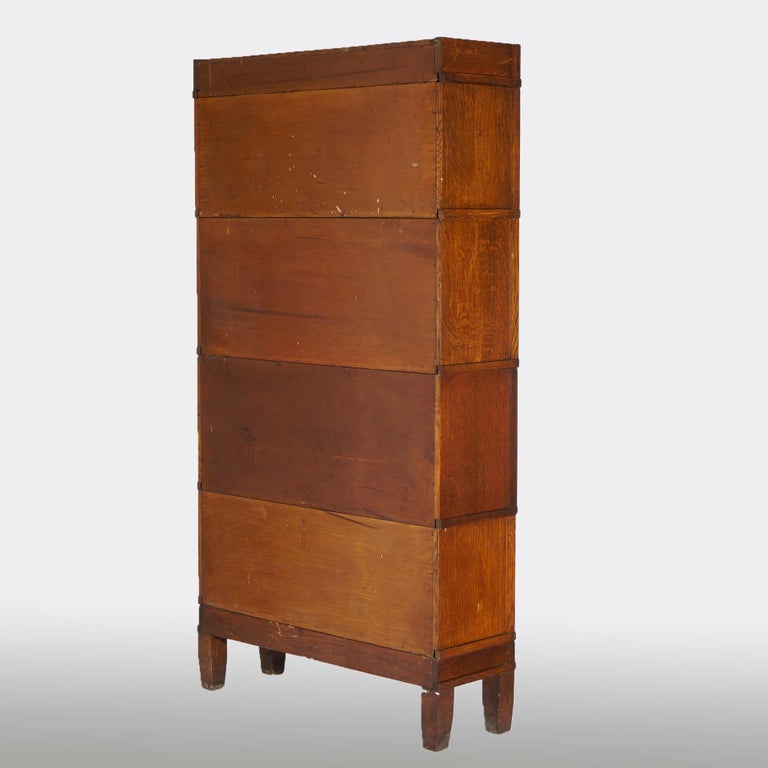 Antique Arts & Crafts Globe Wernicke Stack Oak Barrister Bookcase, C1910