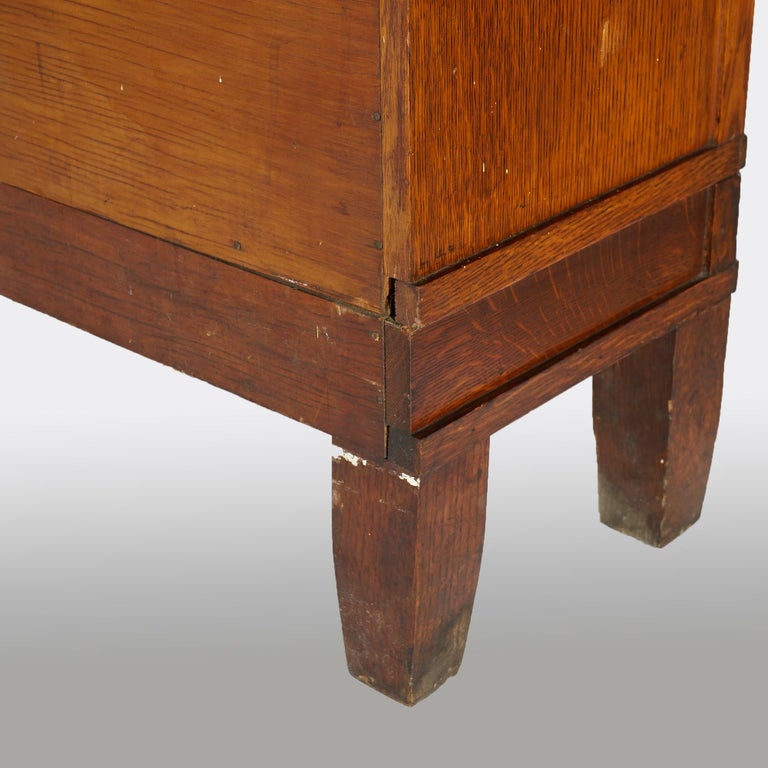 Antique Arts & Crafts Globe Wernicke Stack Oak Barrister Bookcase, C1910
