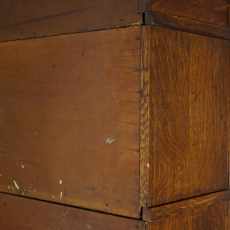 Antique Arts & Crafts Globe Wernicke Stack Oak Barrister Bookcase, C1910