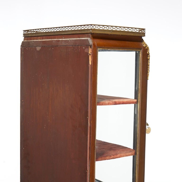 Antique French Vernis Martin Decorated Mahogany Vitrine, Circa 1890
