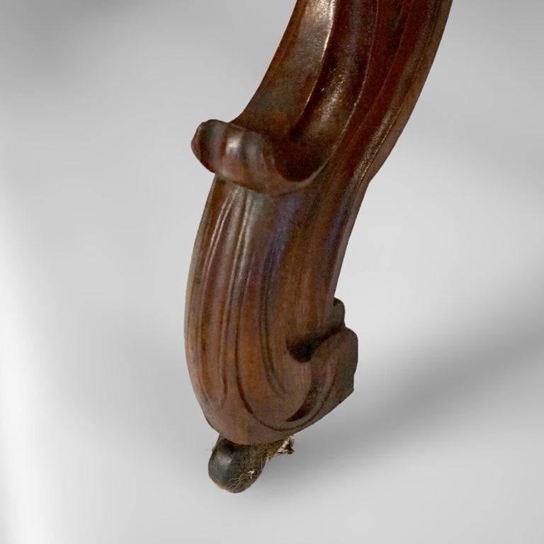 Antique Renaissance Revival Walnut, Rosewood & Marble Parlor Table c1890