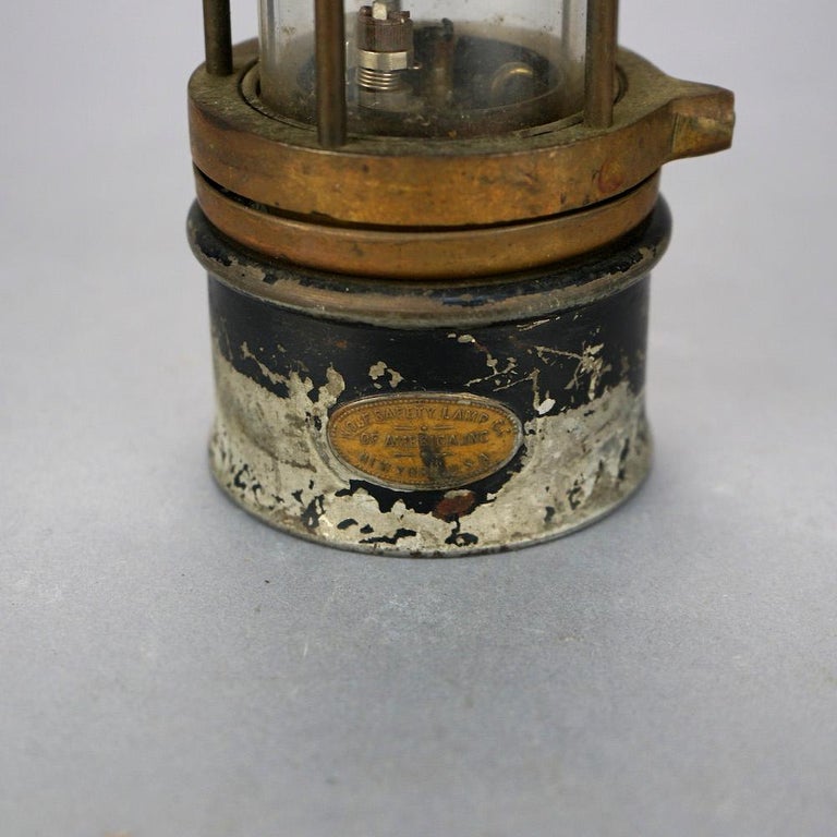 Antique Wolf Safety Lamp of America Co. New York, Coal Miners Lamp, 19th C
