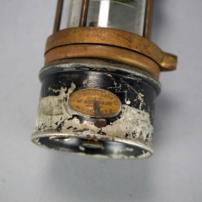 Antique Wolf Safety Lamp of America Co. New York, Coal Miners Lamp, 19th C