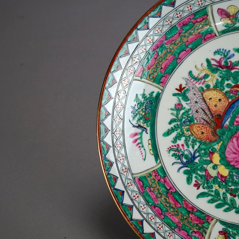 Antique Chinese Rose Medallion Porcelain Charger, circa 1920