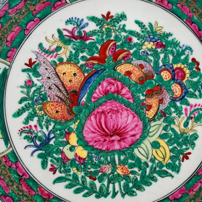 Antique Chinese Rose Medallion Porcelain Charger, circa 1920