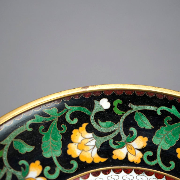 Antique Chinese Cloisonné Enamel Decorated Swan Compote Circa 1930
