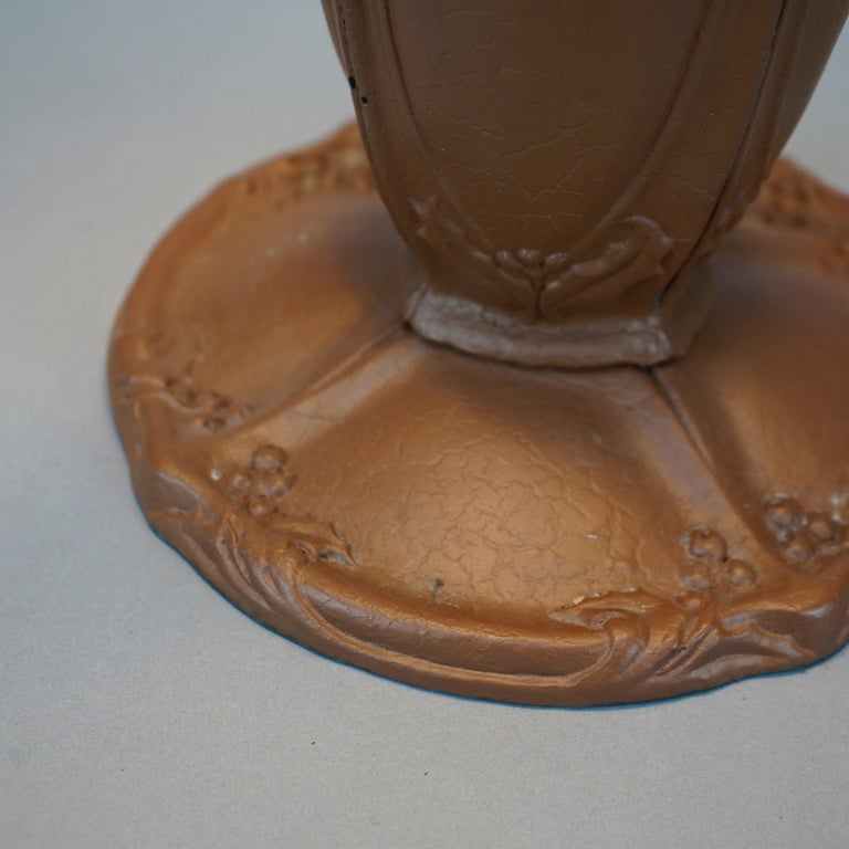 Oversized Antique Bradley & Hubbard School Reverse Painted Panel Lamp c1920