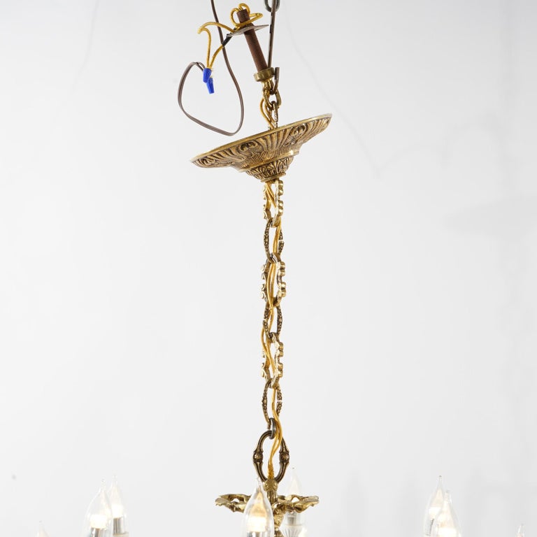 Antique French Empire Style Ebonized Bronze Twelve-Light Chandelier, Early 20thC