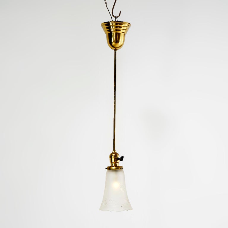 Antique Brass Hanging Hall Light Fixture Circa 1920