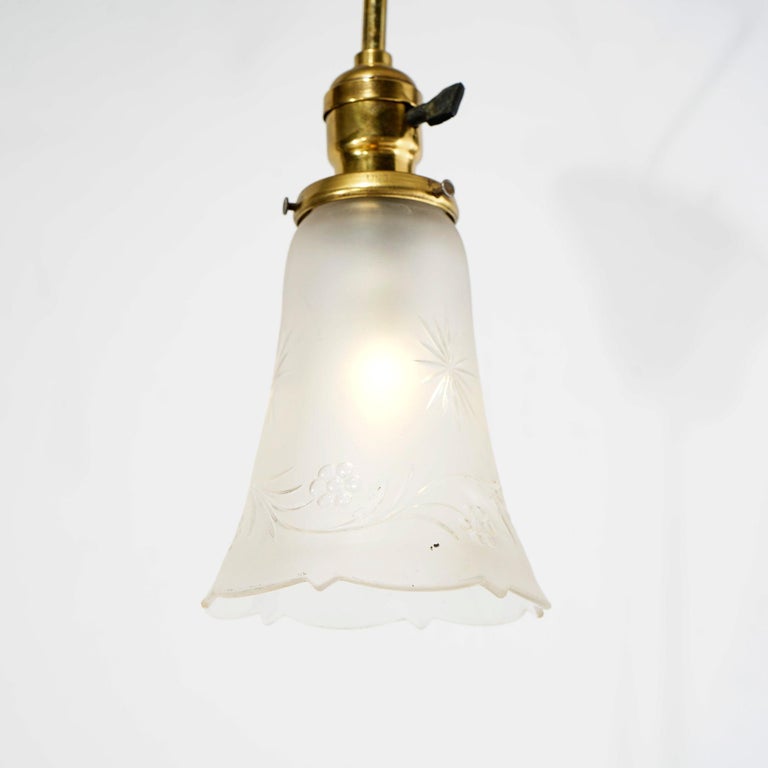 Antique Brass Hanging Hall Light Fixture Circa 1920