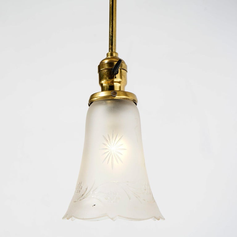 Antique Brass Hanging Hall Light Fixture Circa 1920