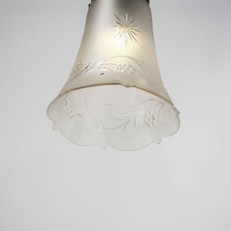 Antique Brass Hanging Hall Light Fixture Circa 1920