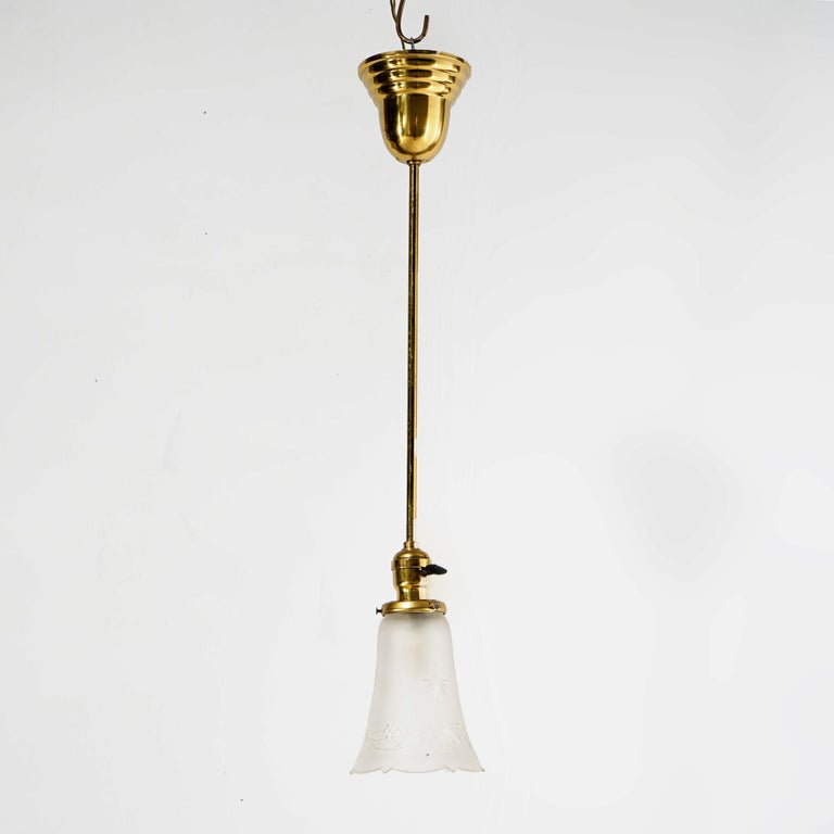Antique Brass Hanging Hall Light Fixture Circa 1920