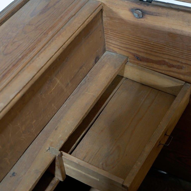 Antique Folk Art Grain Painted Blanket Chest with Strap Hinges, Dated 1846