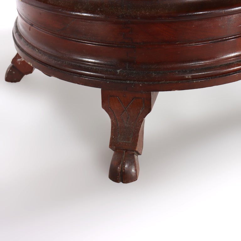 Renaissance Revival Carved Walnut Pillow Top Spittoon with Pottery Insert c1890