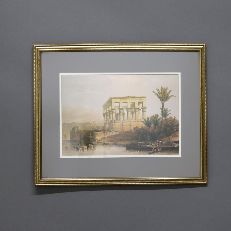 Pair Antique Prints of The Hypaethral Temple at Philae & Esneh C1855