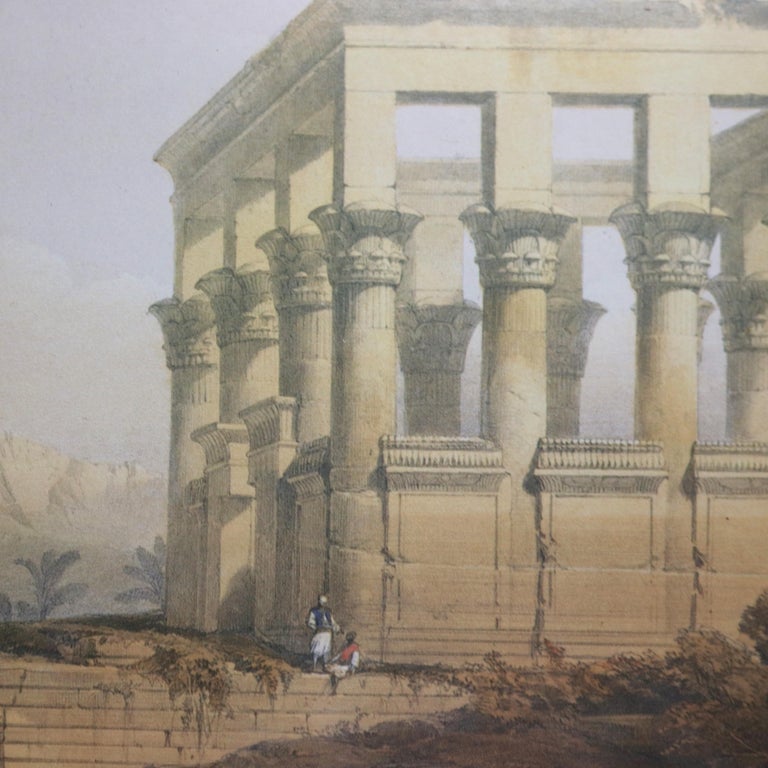 Pair Antique Prints of The Hypaethral Temple at Philae & Esneh C1855