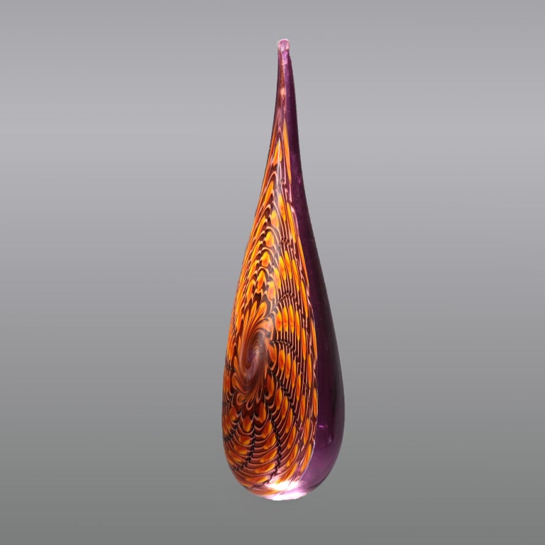 Mid Century Modern Abstract Pulled Feather Art Glass Vase C1960