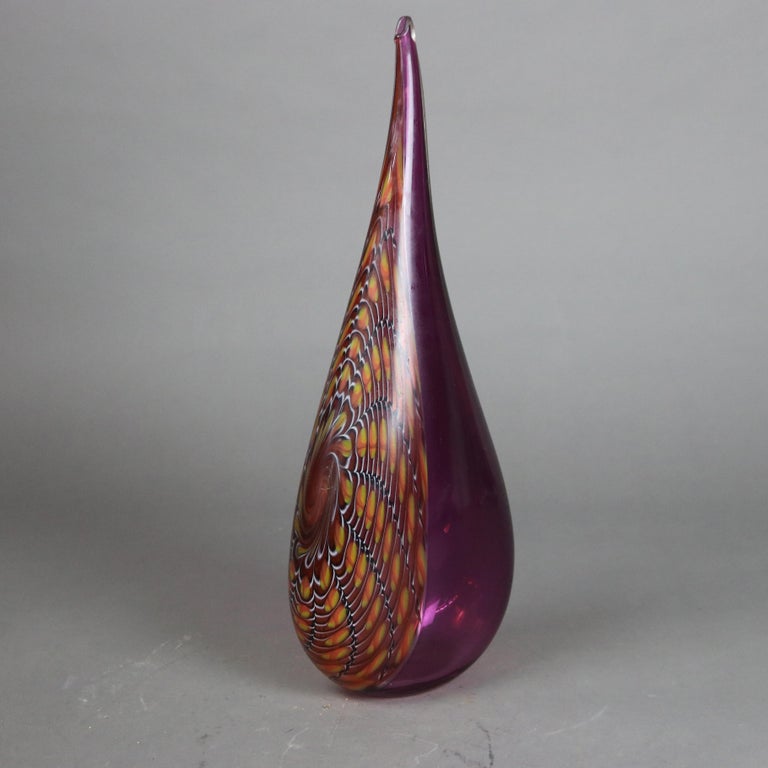 Mid Century Modern Abstract Pulled Feather Art Glass Vase C1960